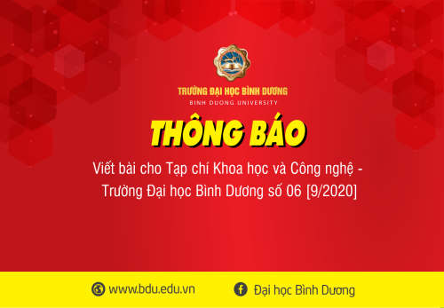 Thông báo viết bài cho Tạp chí Khoa học và Công nghệ -  Trường Đại học Bình Dương số 06 [9/2020]