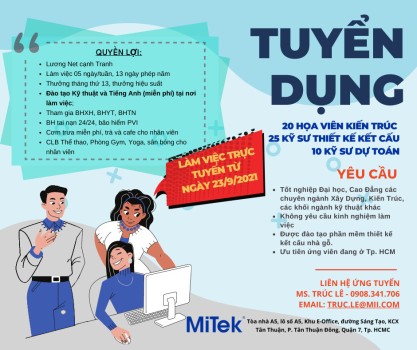 Công Ty Mitek tuyển nhân viên làm việc trực tuyến từ tháng 9/2021