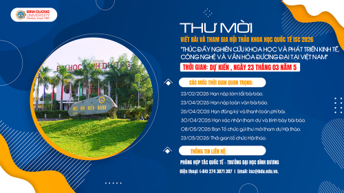 THƯ MỜI VIẾT BÀI VÀ THAM GIA HỘI THẢO KHOA HỌC QUỐC TẾ ISC 2026