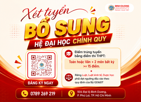 Trường Đại học Bình Dương chính thức nhận hồ sơ xét tuyển bổ sung năm 2026