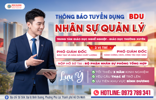 THÔNG BÁO TUYỂN DỤNG NHÂN SỰ QUẢN LÝ TRUNG TÂM GIÁO DỤC NGHỀ NGHIỆP - GIÁO DỤC THƯỜNG XUYÊN