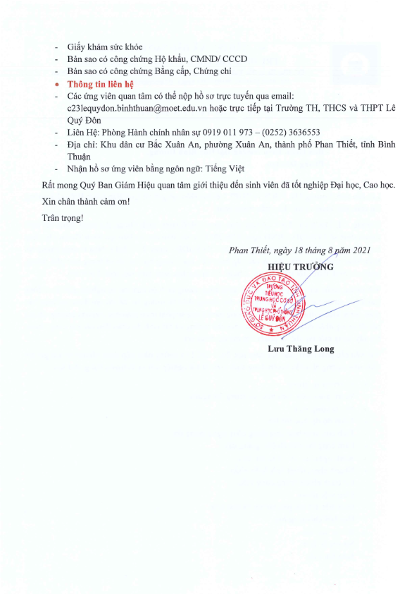 18 8 Truong TH Le Quy Don tuyen dung GV 002